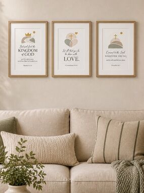 DDS 3-Set, Art Prints, 8x10, Bible Verse, Paper Print, Unframed, Boho Series